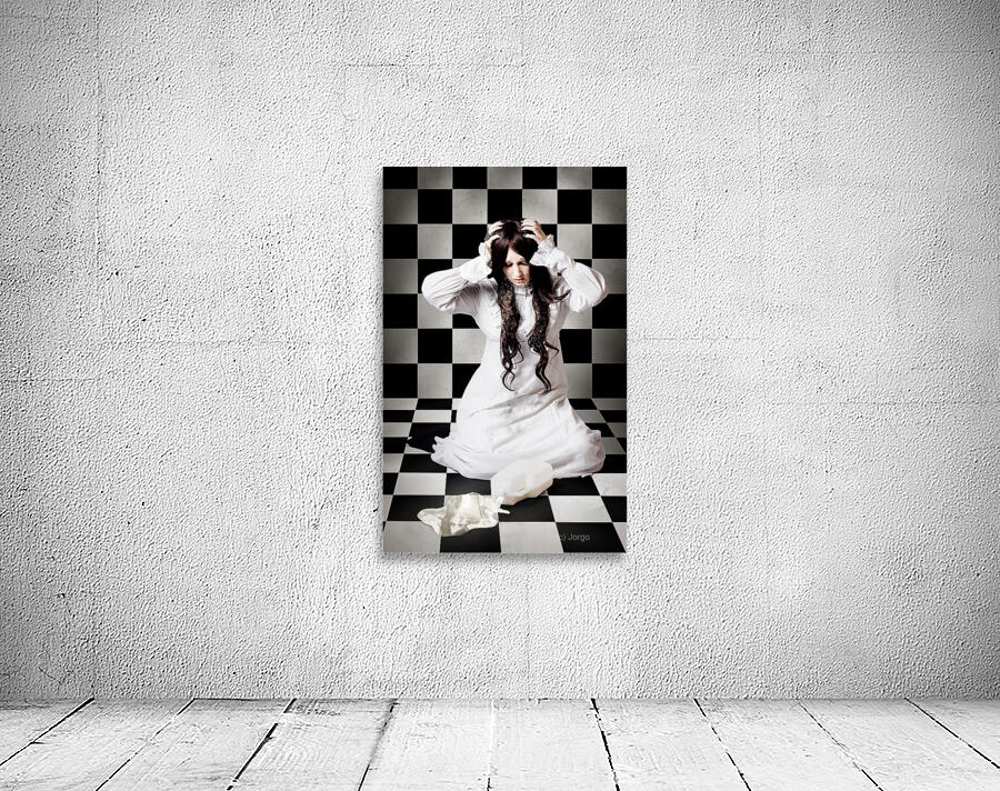 Retro girl crying over a glass of spilt milk Wall Preview