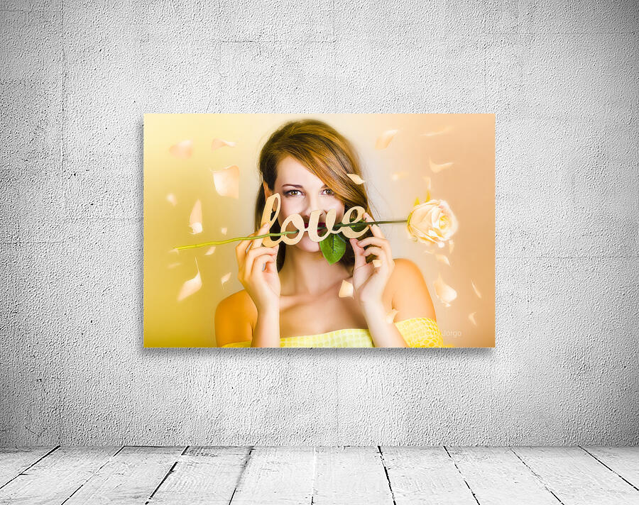 Young beautiful woman expressing feelings of love Wall Preview