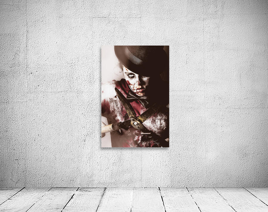 Spooky undead zombie gardener. Midnight pruning Wall Preview