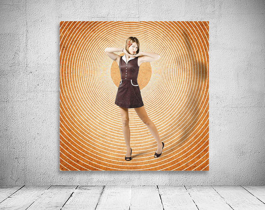 Cute retro pinup girl in time warp Wall Preview