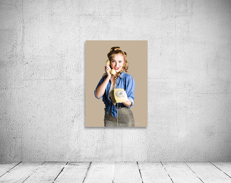 Woman with retro telephone Wall Preview