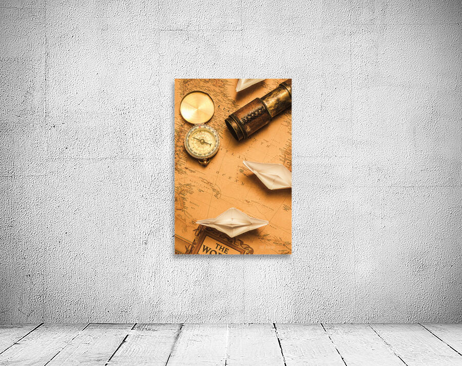 Origami paper boats on a voyage of exploration Wall Preview