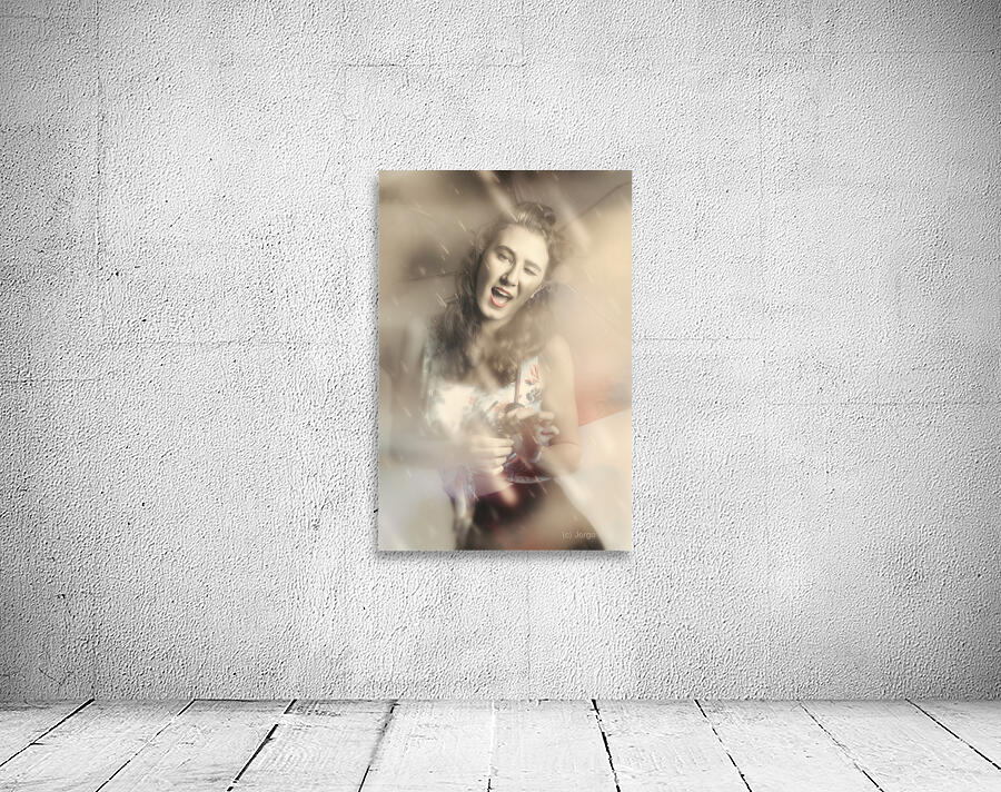 Pin-up woman dancing in a shower of rain Wall Preview