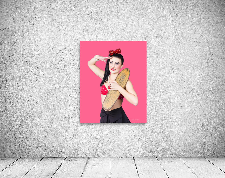 Beautiful young 80s skater girl isolated Wall Preview