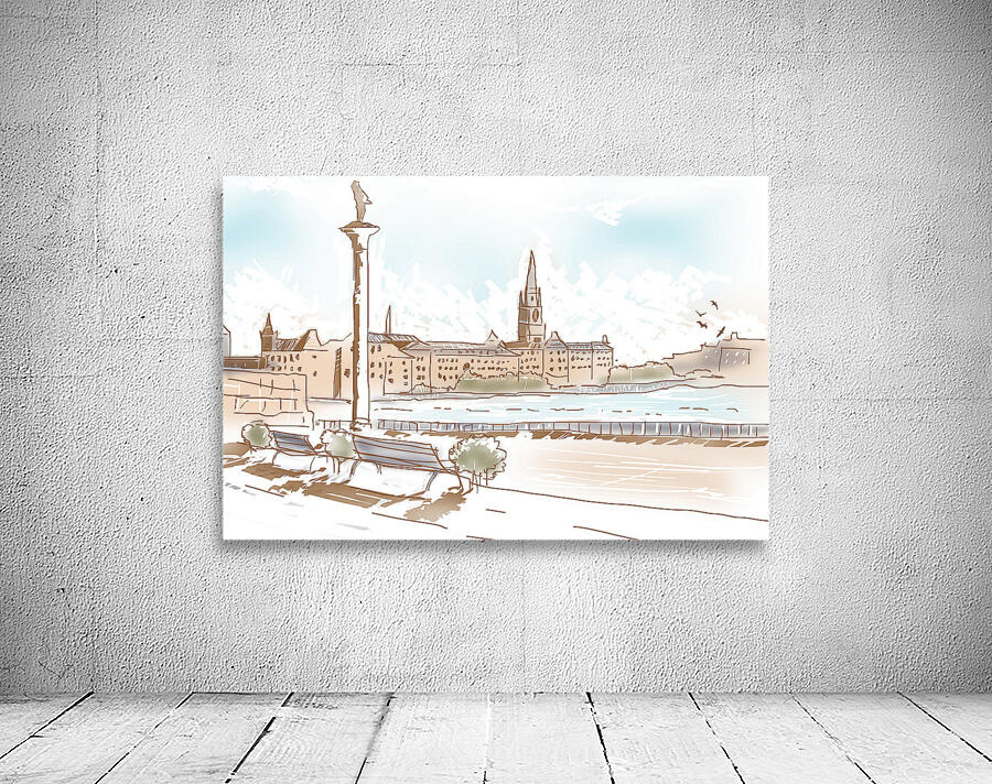 Fine art landscape sketch of Stockholm Sweden  Wall Preview