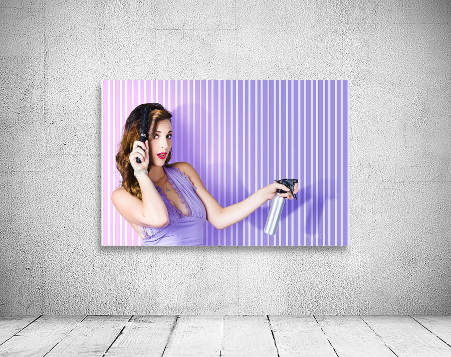 Surprised Pinup Woman With Beauty Salon Hair Style Wall Preview