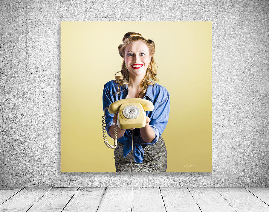 Pin-up hotline phone operator. Call Us! Wall Preview