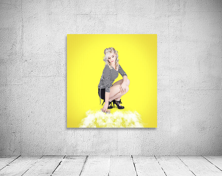 Woman washing and cleaning a floor Wall Preview