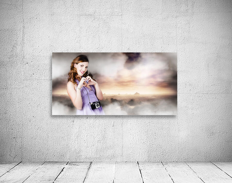 Camera Woman In Love With Taking Landscape Photos  Wall Preview