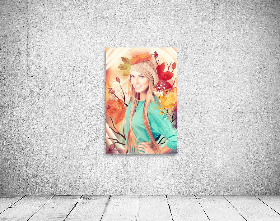 Pretty blond girl in autumn fashion illustration Wall Preview