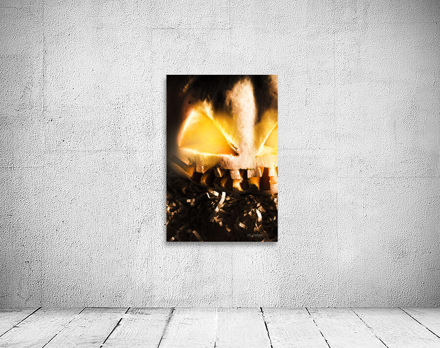 Spooky jack-o-lantern in darkness Wall Preview