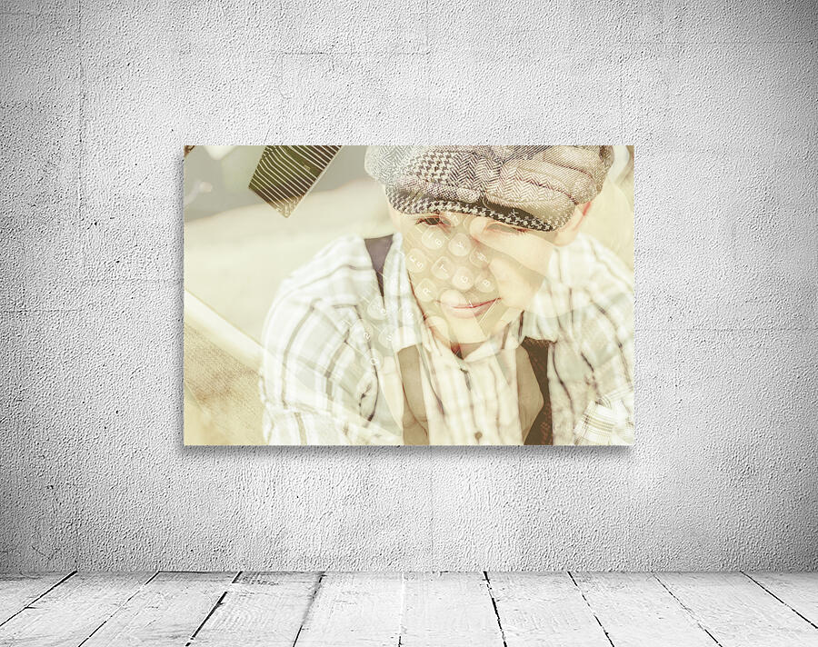 Retro typist with dream to inspire Wall Preview