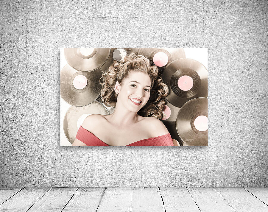 Retro pin-up woman with rocking hairstyle Wall Preview
