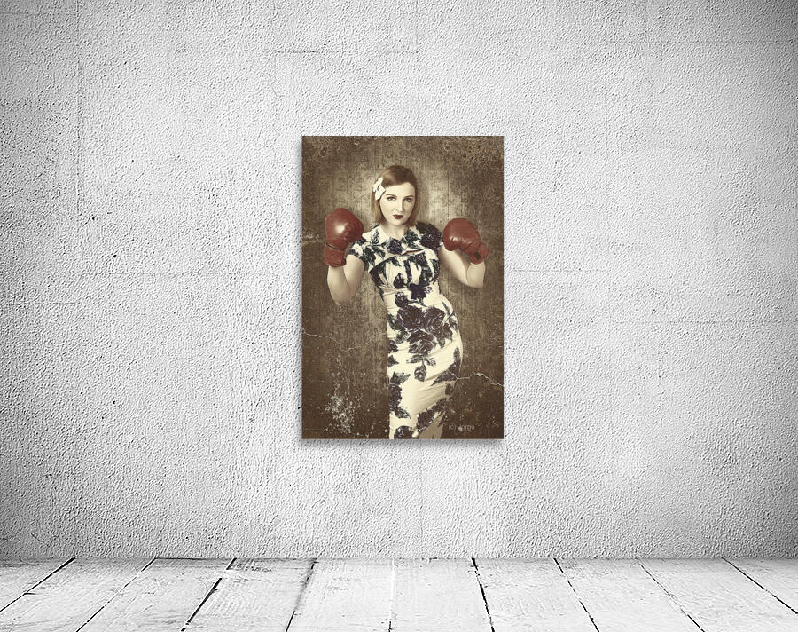 Vintage boxing pinup poster girl. Retro fight club Wall Preview