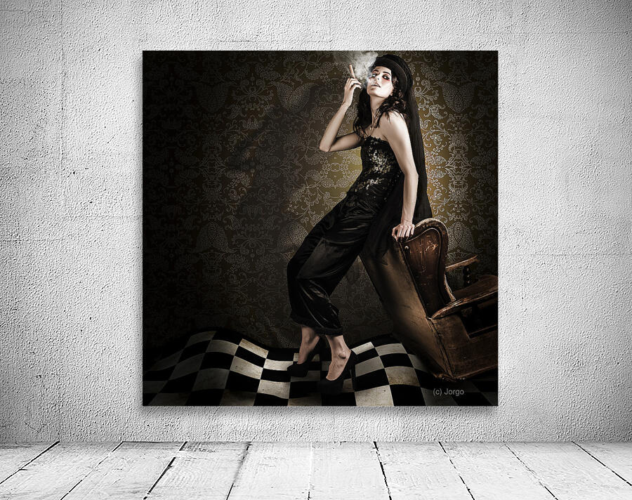 Fine Art Grunge Fashion Portrait In Dark Interior Wall Preview