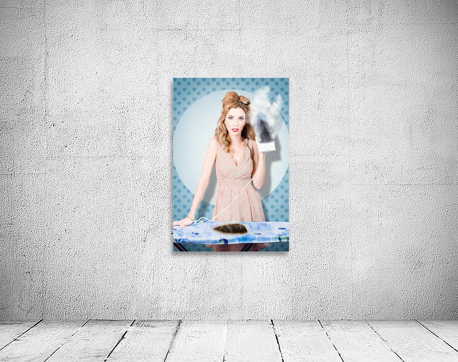 Surprised housewife with BURNT OUT ironing board Wall Preview