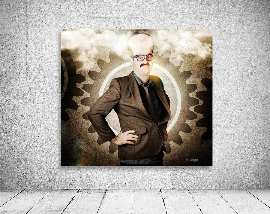 Thinking businessman with big brain Wall Preview