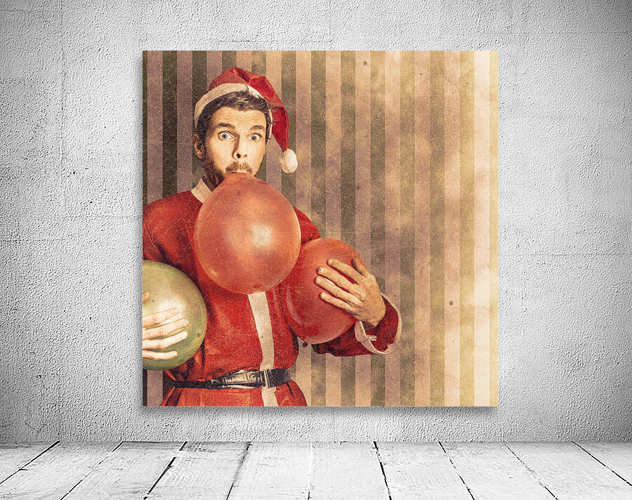 Vintage santa preparing for christmas party Wall Preview