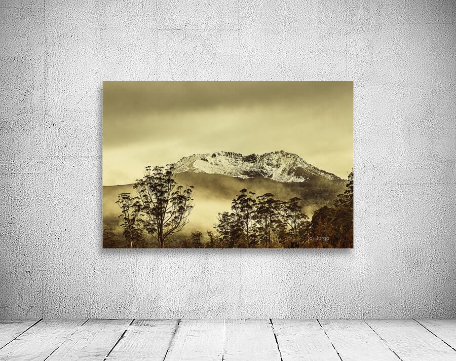 Toned view of a snowy Mount Gell Tasmania Wall Preview