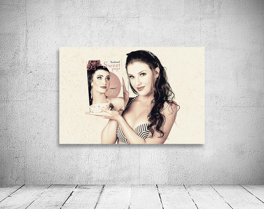 Vintage pop art advert girl with breakfast product Wall Preview