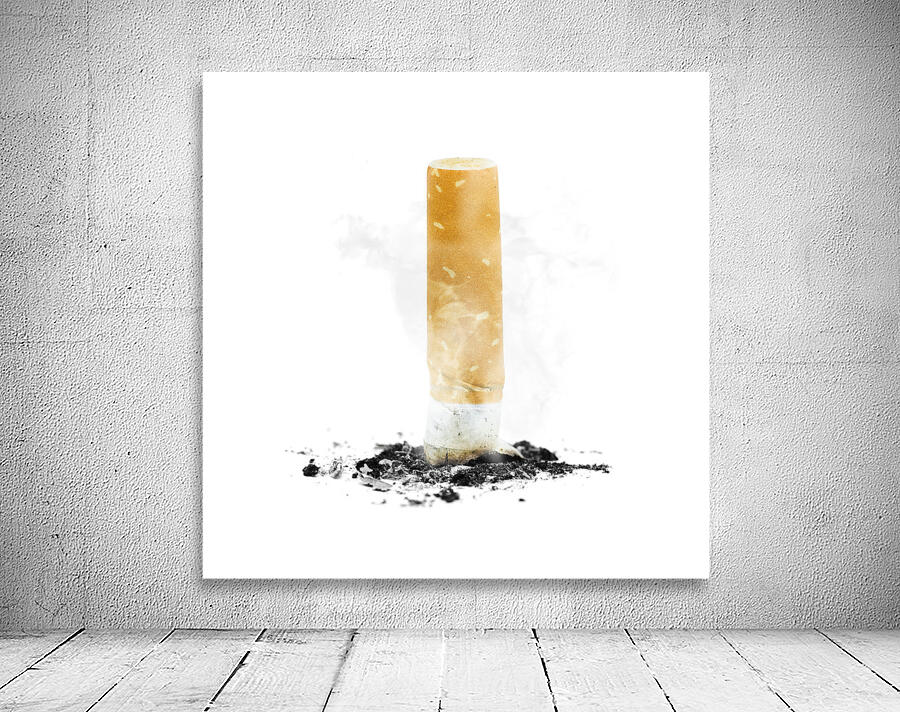 Quit smoking with stubbed out cigarette on white Wall Preview