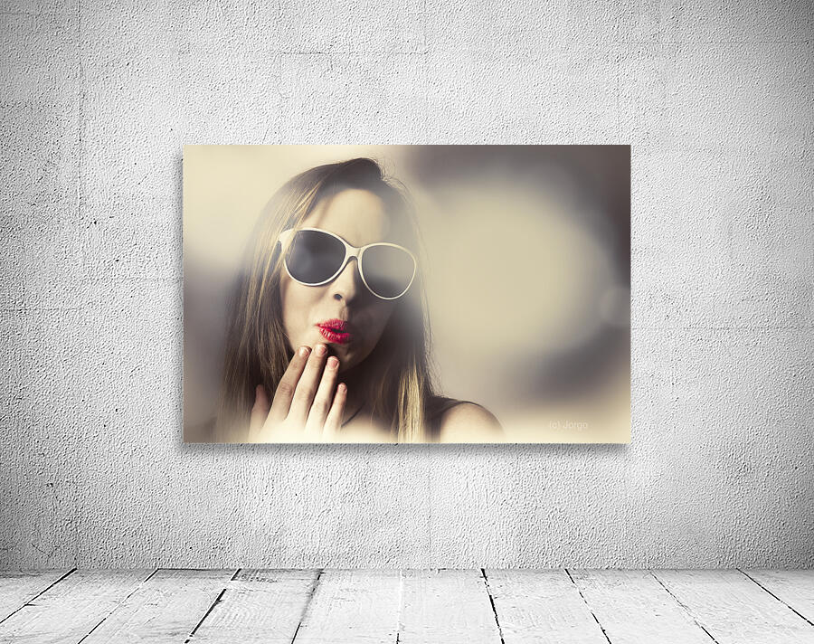 Surprised pinup girl in retro fashion makeup Wall Preview