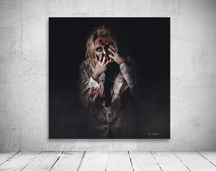 Dark halloween portrait. Scary evil zombie Wall Preview