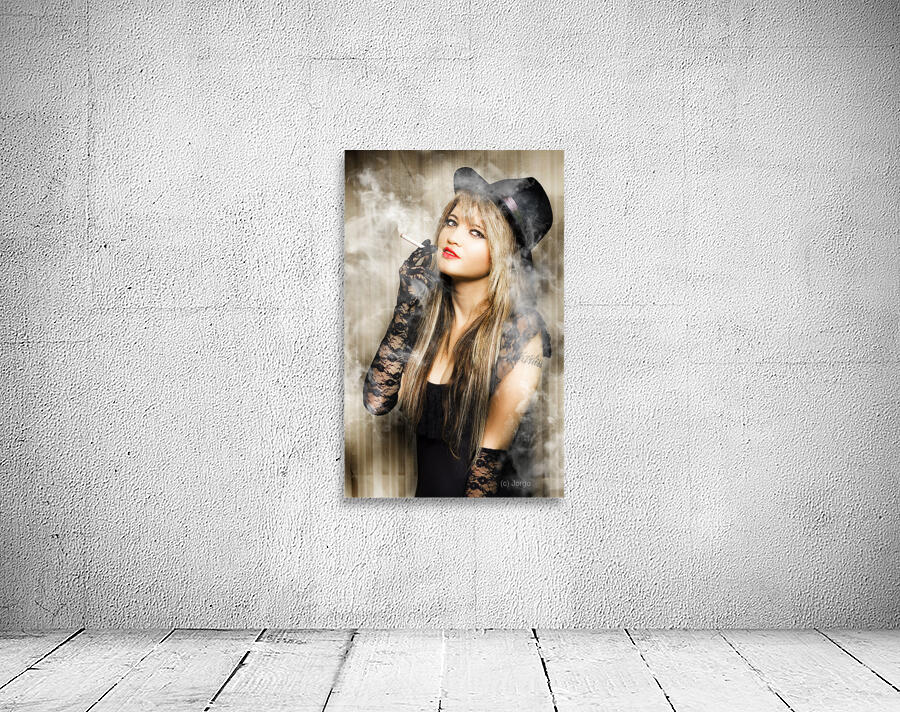 Female retro pinup model with smoke Wall Preview