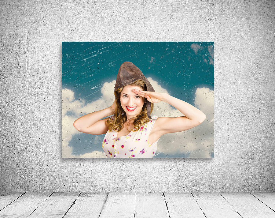 Pretty vintage female pin up pilot. Travel ready Wall Preview