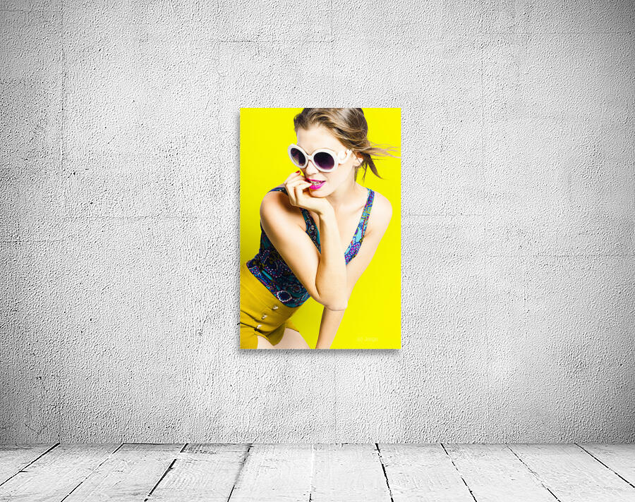 Retro yellow fashion portrait  Wall Preview