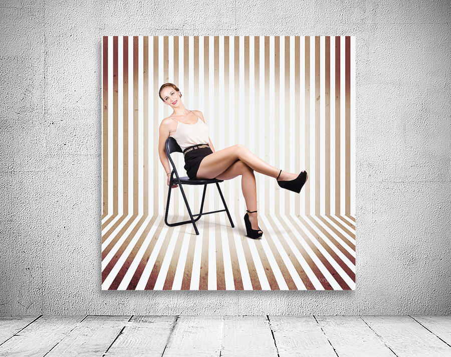 Stylish Brunette Pinup Woman In Vintage Interior Wall Preview