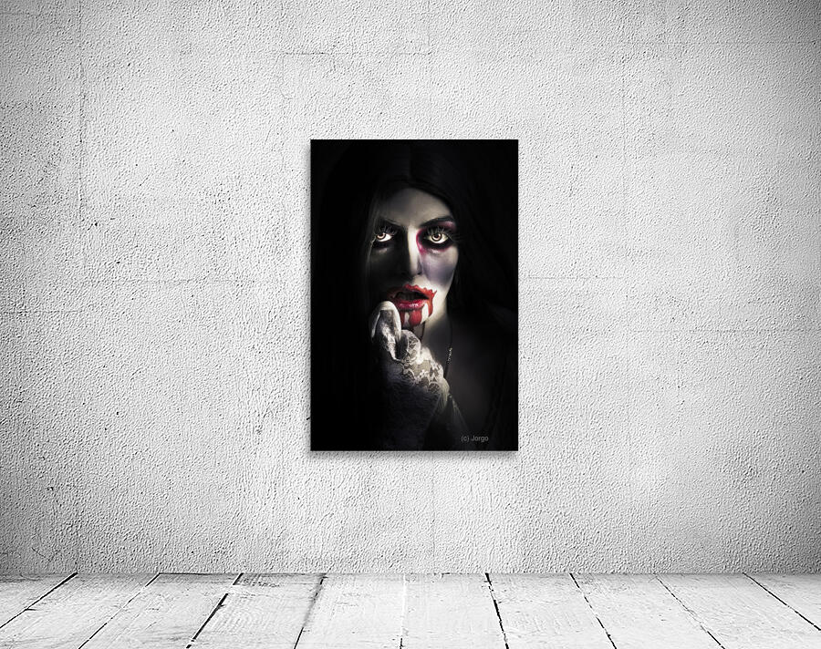 Scary vampire woman. Bloody halloween horror Wall Preview