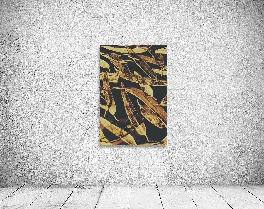 Sepia toned image of floating eucalyptus leaves Wall Preview