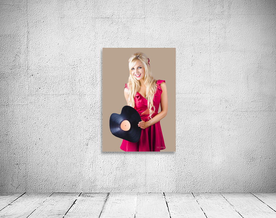 Beautiful Blonde with Heart-Shaped Record Wall Preview
