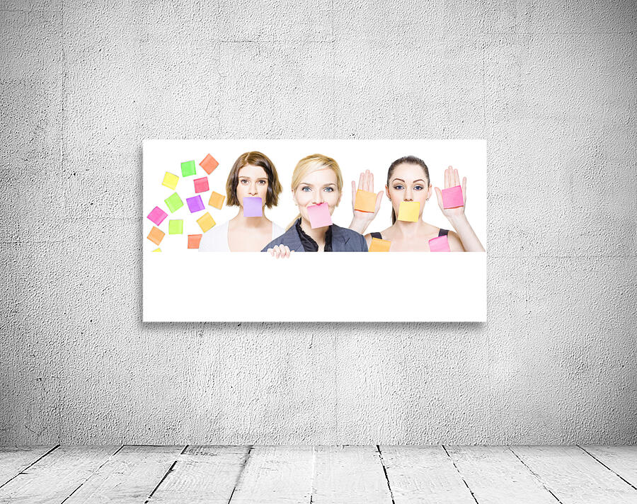 Busy business people with lots of sticky notes Wall Preview