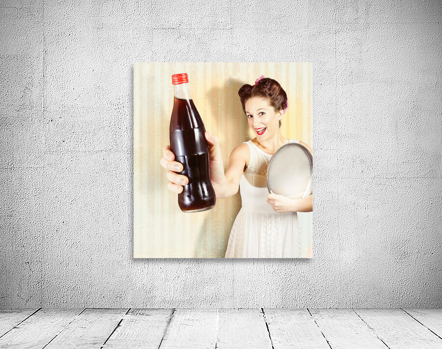 Female pin-up waiter serving drink at summer party Wall Preview