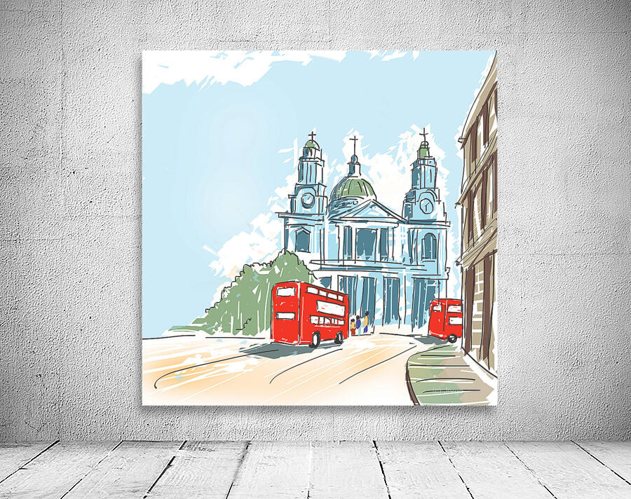 Digital illustration St Paul Cathedral London UK Wall Preview