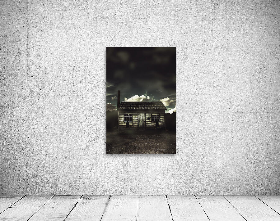 Spooky old abandoned house in dark forest Wall Preview