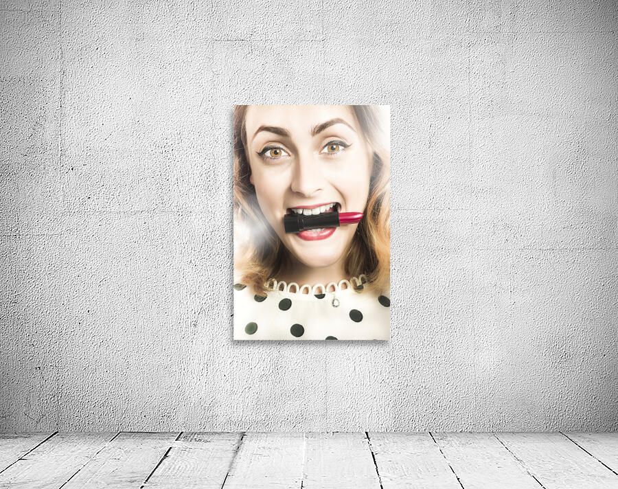 Cosmetic pin up with lipstick smile Wall Preview