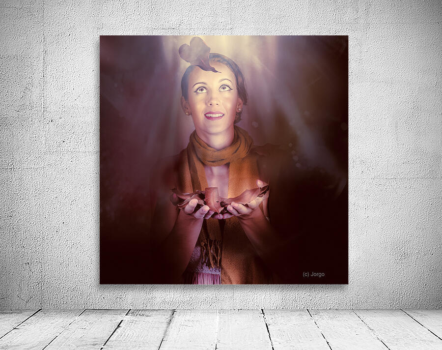 Beautiful Romantic Woman In A Dark Autumn Forest Wall Preview