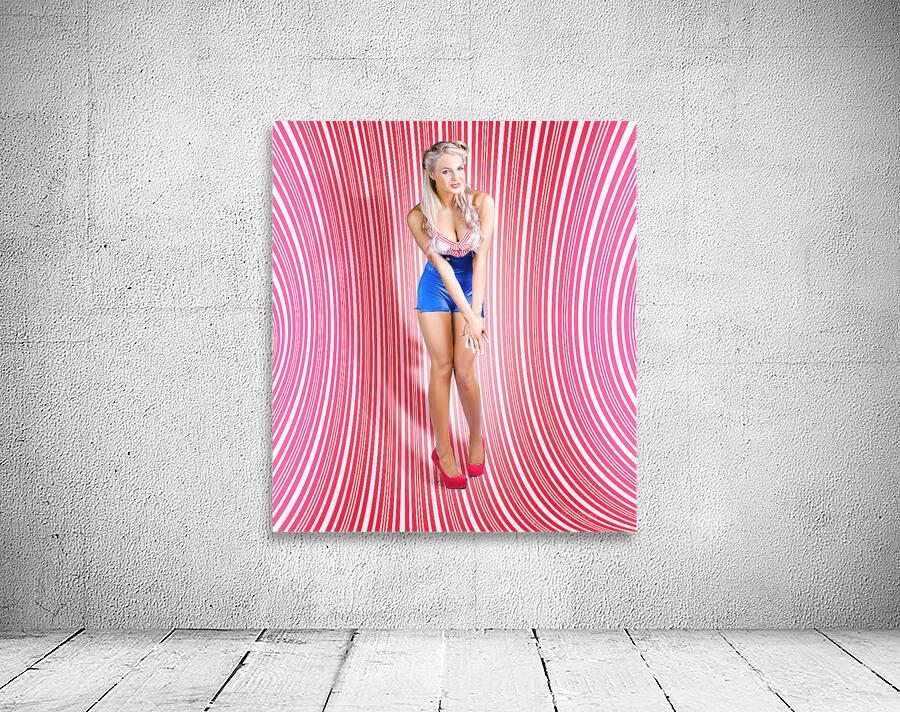 Retro Pinup Beauty On Psychedelic Background Wall Preview