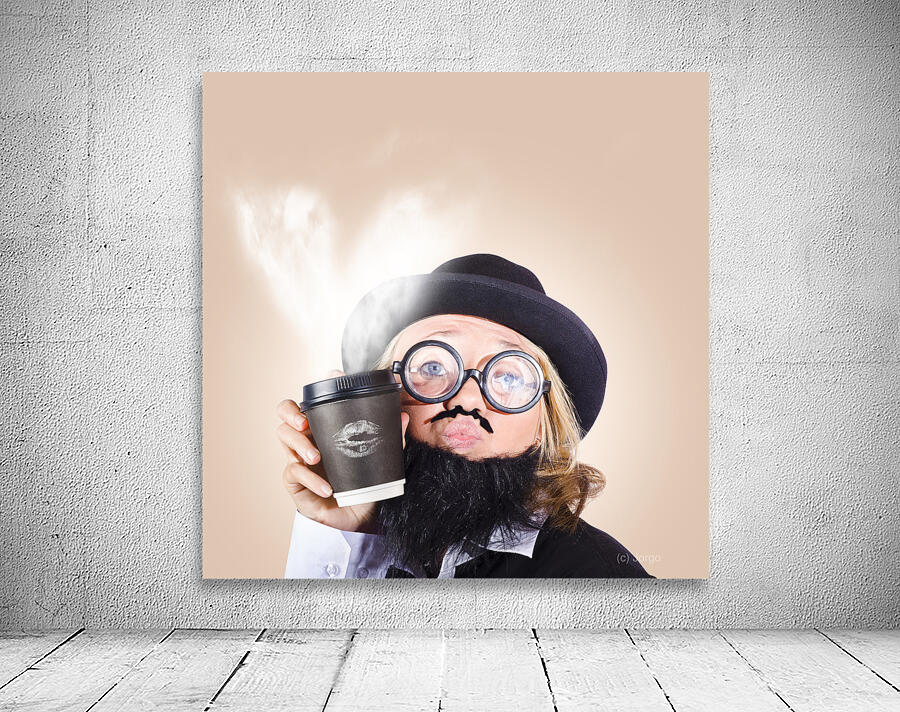 businessperson holding disposable coffee cup Wall Preview