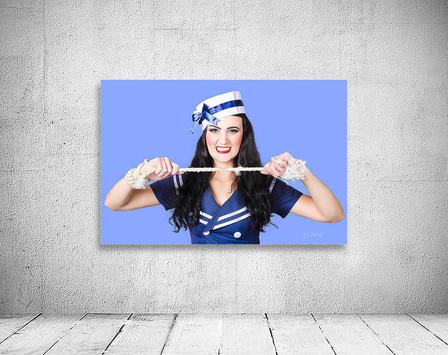 Navy pin up poster girl breaking rope  Wall Preview