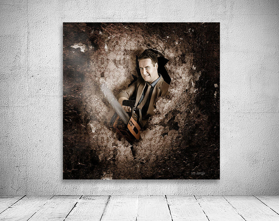 Businessman hero leading way. Strength and courage Wall Preview