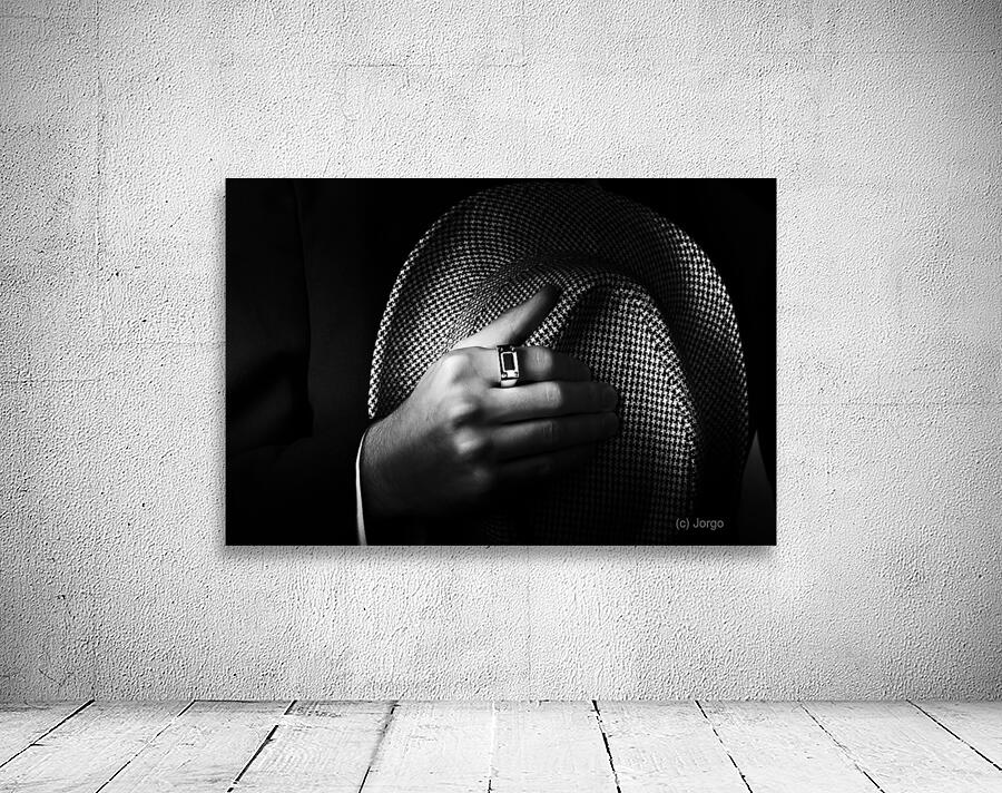 Close-up shot of a male ring hand holding hat Wall Preview