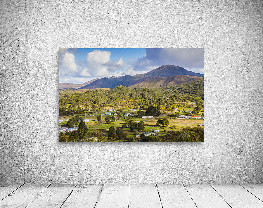 Rural landscape with mountains and valley village Wall Preview