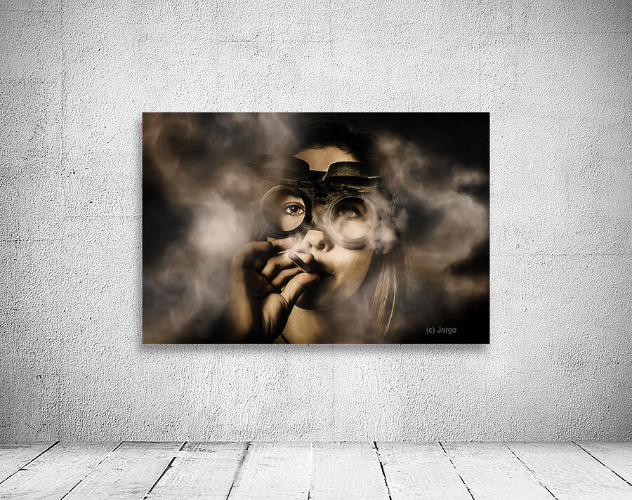Steampunk welder smoking cigarette Wall Preview