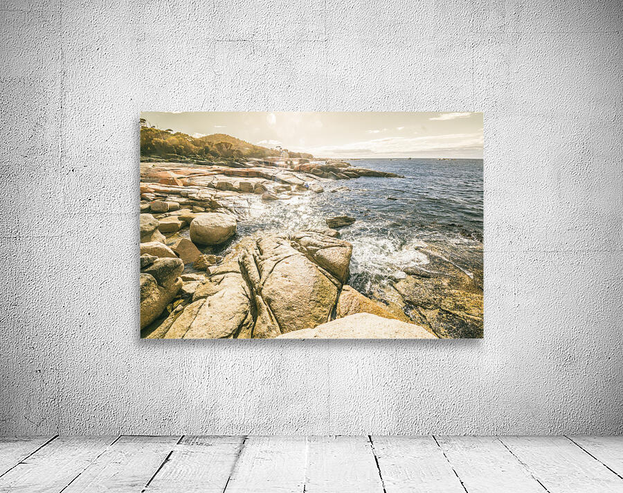 Peaceful sun flared Australian coastline Wall Preview