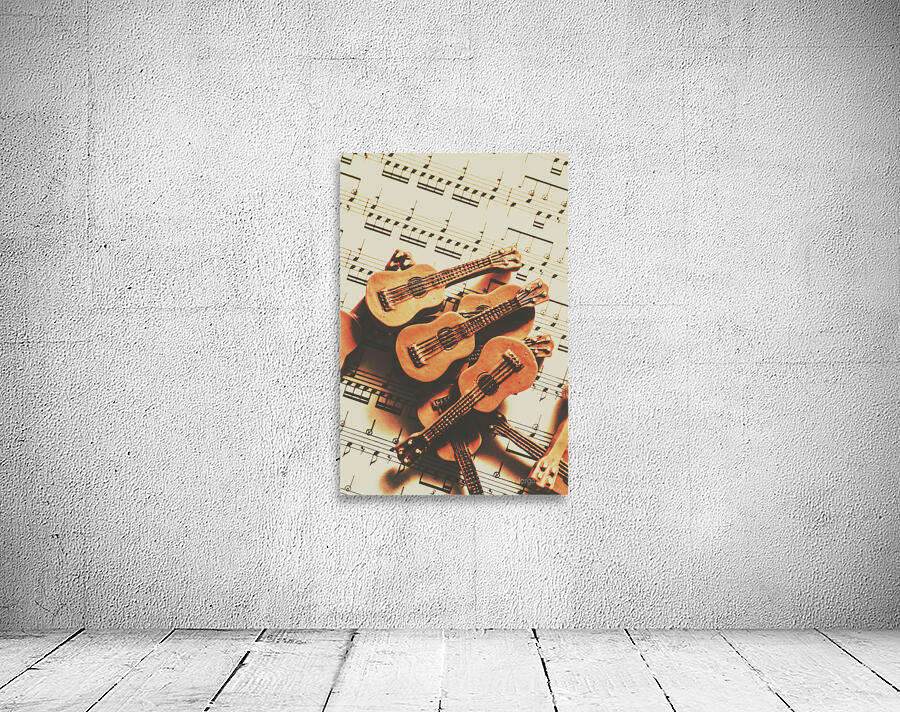 Vintage guitars on music sheet Wall Preview