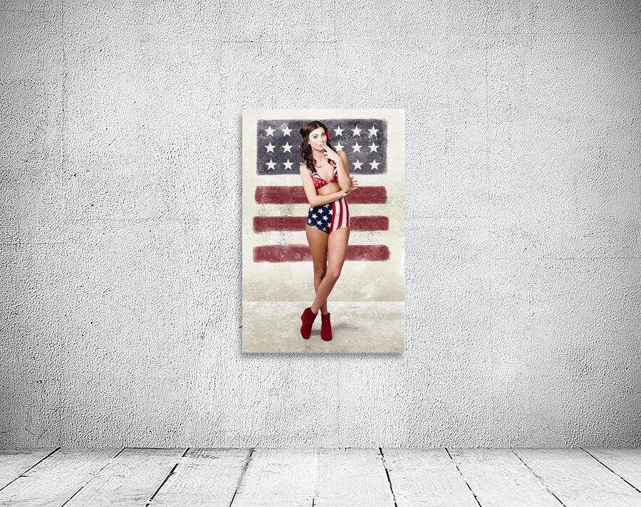 Grunge pin up woman in american fashion style Wall Preview